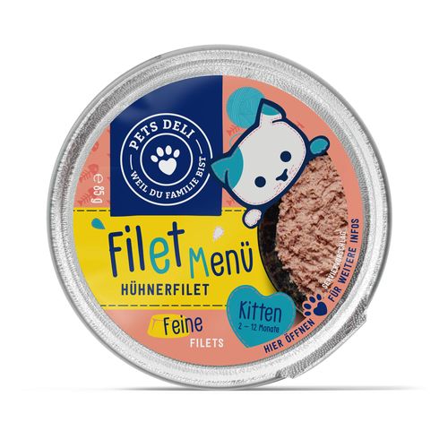 Junior Katzenfutter nass - Hühnerfilet - Kittenfutter - getreidefrei, zuckerfrei - 85g / 12er Pack