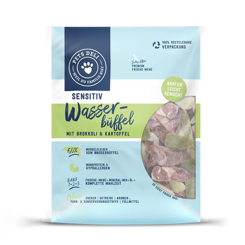 Hundefutter Sensitive BARF - Wasserbüffel - Brokkoli und Kartoffel - Adult - getreidefrei, zuckerfrei - 5x400g von Pets Deli