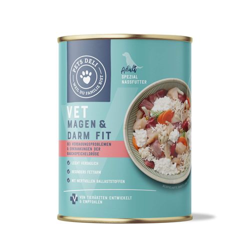 Nassfutter Magen & Darm fit für Hunde - 400g / 6er Pack ✓ unterstützt die Gesundheit ✓ Adult von Pets Deli