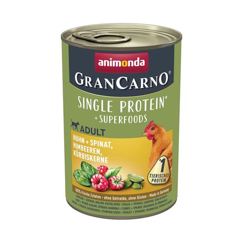 GranCarno Superfoods Adult Huhn + Spinat, Himbeere 6x400g