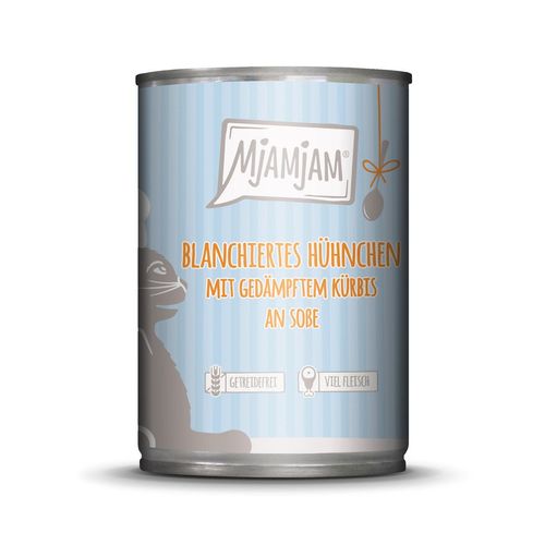 MjAMjAM blanchiertes Hühnchen mit Kürbis an Soße. 24x380g