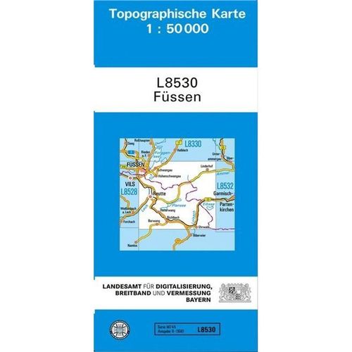 Topographische Karte Bayern / L8530 / Topographische Karte Bayern Füssen, Karte (im Sinne von Landkarte)