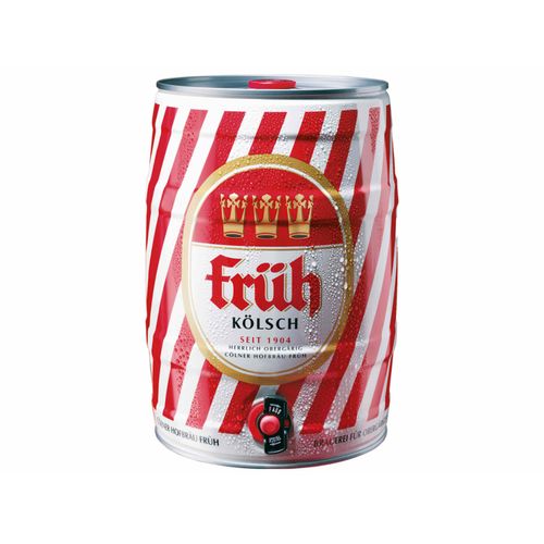 Früh Kölsch 5 Liter Bierfass mit Zapfhahn, Pfandfrei 4,8% Vol