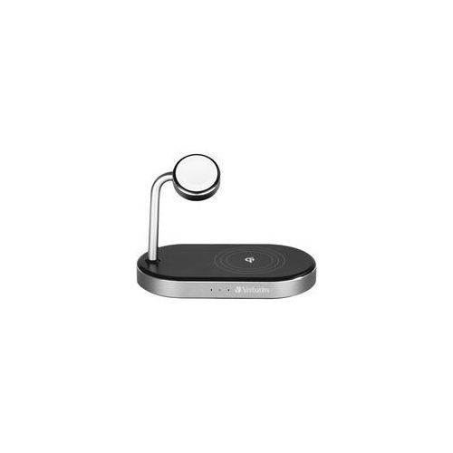 Wireless 3-in-1 Ladeständer WCS-02, Qi, MFi, Ladestation schwarz/aluminium, für Apple Watch, iPhone u.a.