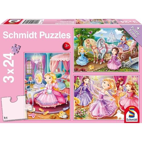 Schmidt Puzzle 3x24 - Märchenhafte Prinzessin (Kinderpuzzle)