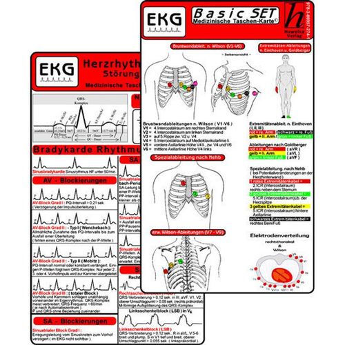 EKG Basic Set (2er Set) - Herzrhythmusstörungen, EKG Auswertung - Medizinische Taschen-Karte, Gebunden