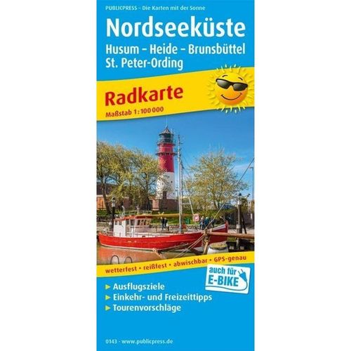 PublicPress Radkarte Nordseeküste, Husum - Heide - Brunsbüttel, Karte (im Sinne von Landkarte)