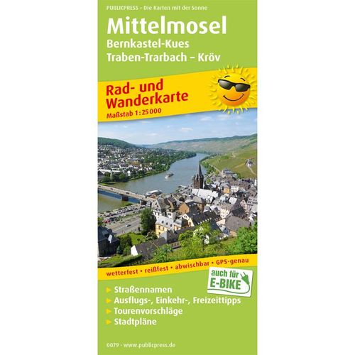 PUBLICPRESS Rad- und Wanderkarte Mittelmosel, Bernkastel-Kues - Traben-Trarbach - Kröv, Karte (im Sinne von Landkarte)