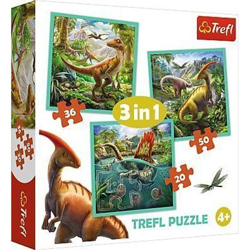 Trefl Puzzle - 3 in 1 Puzzle - Dinosaurier (Kinderpuzzle)