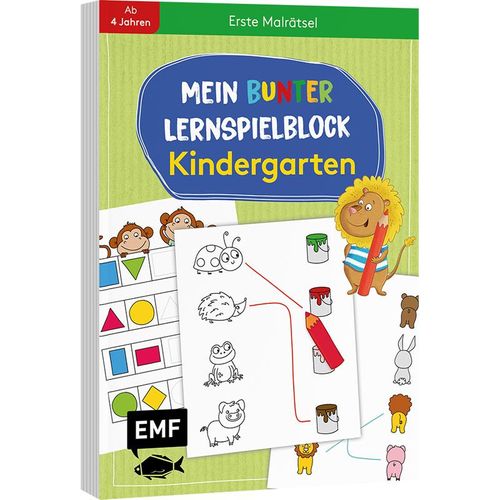 Mein bunter Lernspielblock - Kindergarten: Erste Malrätsel, Kartoniert (TB)