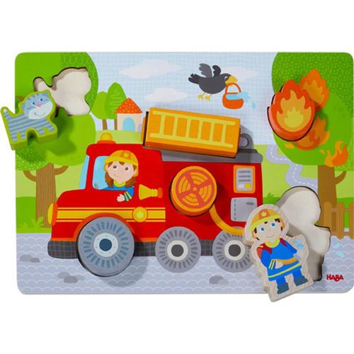 HABA - Holzpuzzle Feuerwehrauto (Kinderpuzzle)