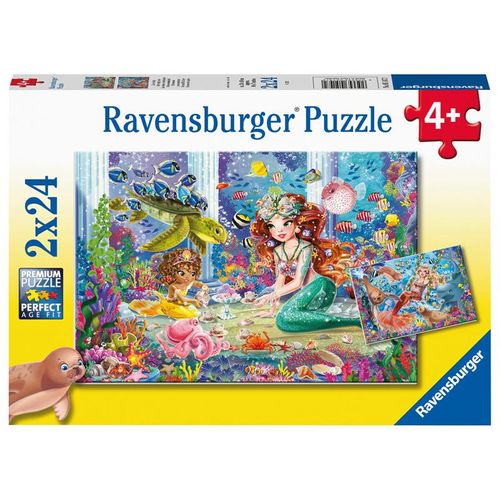 Ravensburger Kinderpuzzle - 05147 Zauberhafte Meerjungfrauen - Puzzle für Kinder ab 4 Jahren, mit 2x24 Teilen