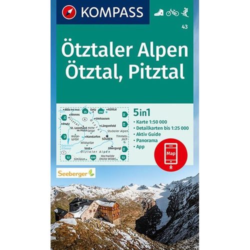 KOMPASS Wanderkarte 43 Ötztaler Alpen, Ötztal, Pitztal 1:50.000, Karte (im Sinne von Landkarte)