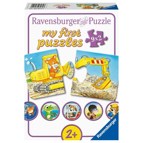 Ravensburger Tierische Baustelle 9x2Teile My first puzzle - Puzzle für Kinder ab