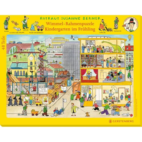 Wimmel-Rahmenpuzzle Frühling Motiv Kindergarten