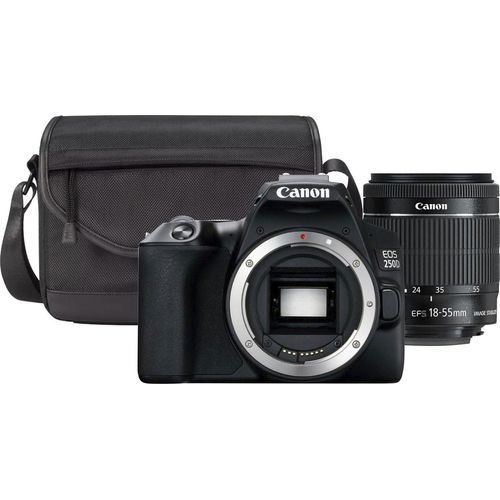 CANON Spiegelreflexkamera "250D + EF-S 18-55mm f/3.5-5.6 III SB130 Kit" Fotokameras schwarz Spiegelreflexkameras