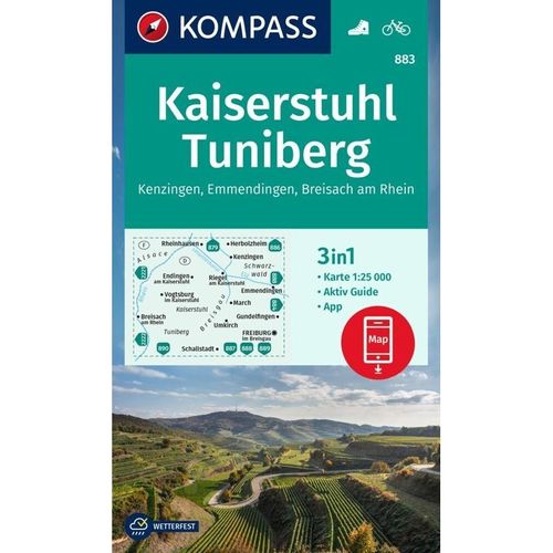 KOMPASS Wanderkarte 883 Kaiserstuhl, Tuniberg, Kenzingen, Emmendingen, Breisach am Rhein 1:25.000, Karte (im Sinne von Landkarte)