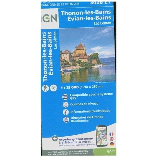 IGN topographische Karte 1:25T Série Bleue / 3428ET / 3428ET Thonon-les-Bains Evian-les-Bains, Karte (im Sinne von Landkarte)