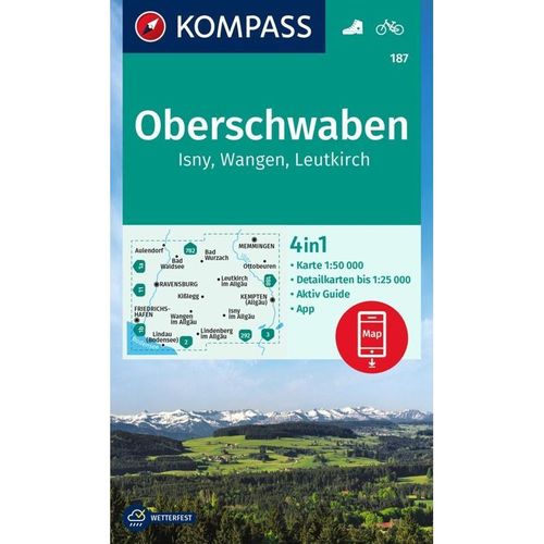 KOMPASS Wanderkarte 187 Oberschwaben, Isny, Wangen, Leutkirch 1:50.000, Karte (im Sinne von Landkarte)
