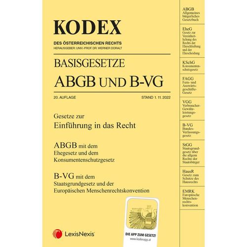 Kodex / KODEX Basisgesetze ABGB und B-VG 2022/23 - inkl. App, Kartoniert (TB)