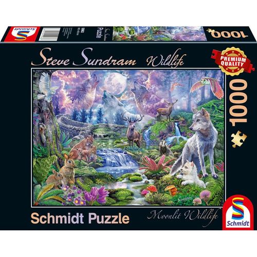 Schmidt Puzzle 1000 - Wildtiere im Mondschein (Puzzle)