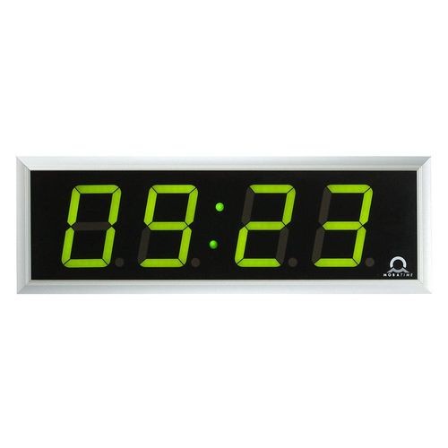 LED-Digitaluhr, HxBxT 118 x 333 x 39 mm, silber, grüne LED