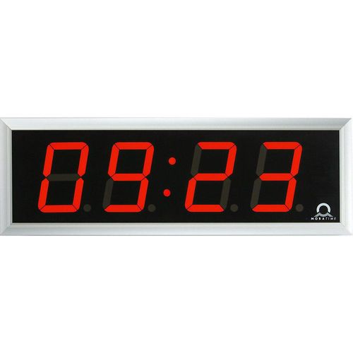 LED-Digitaluhr, HxBxT 118 x 333 x 39 mm, silber, rote LED