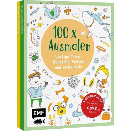 100 x Ausmalen - 2 Ausmal-Bücher im Bundle, Kartoniert (TB)