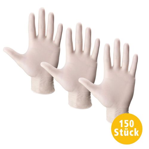 Latex-Handschuhe, Größe L - Weiß, 50er-Set, 3er-Set
