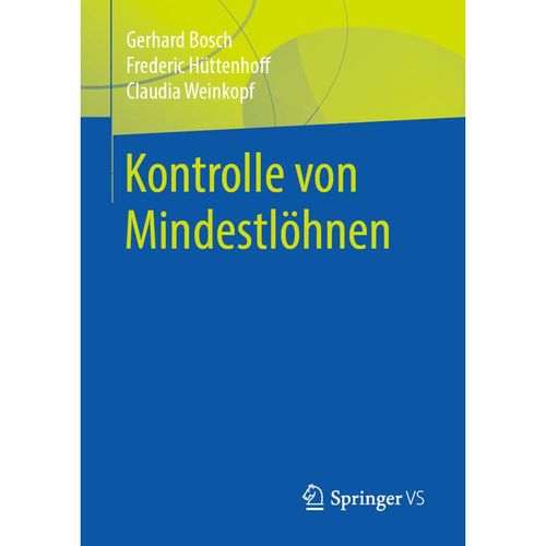 Kontrolle von Mindestlöhnen - Gerhard Bosch, Frederic Hüttenhoff, Claudia Weinkopf, Kartoniert (TB)