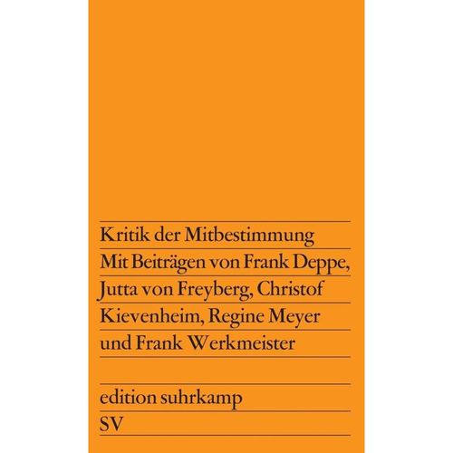 Kritik der Mitbestimmung - Jutta von Freyberg, Taschenbuch