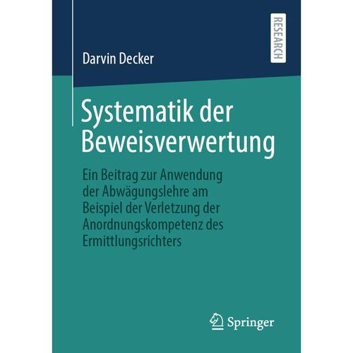 Systematik der Beweisverwertung - Darvin Decker, Kartoniert (TB)