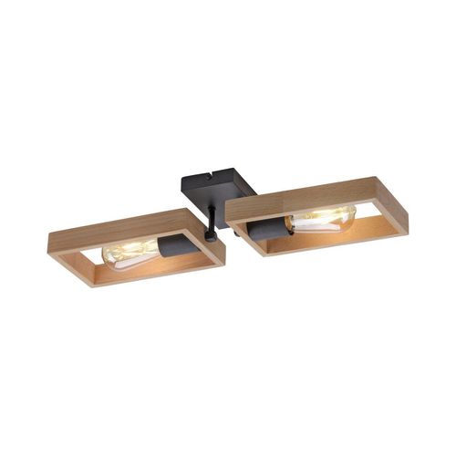 LeuchtenDirekt Deckenleuchte FRAME, 2xE27/max. 60W, Innenleuchte, IP20, Metall und Holz