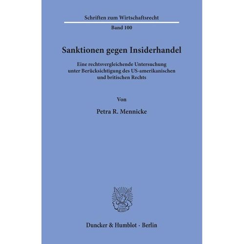 Sanktionen gegen Insiderhandel. - Petra R. Mennicke, Kartoniert (TB)