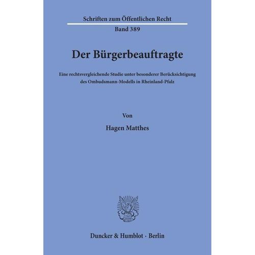 Der Bürgerbeauftragte. - Hagen Matthes, Kartoniert (TB)
