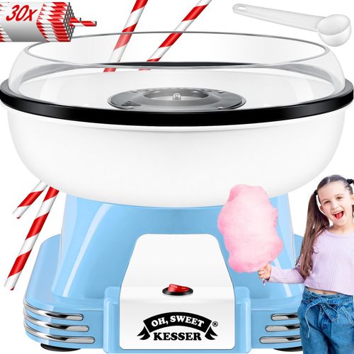 KESSER® Zuckerwattemaschine Set für dein zuhause - Mit 30x Zuckerwatte Stäbchen & Messlöffel - Retro Cotton Candy Maschine - Zuckerwatte Maschine Mit Zubehör - Höhe 22 cm - 500 W