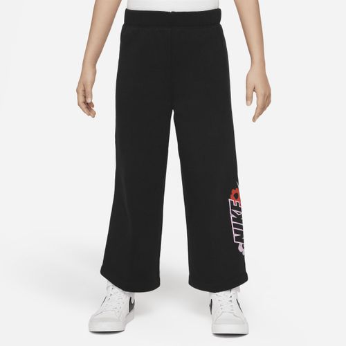 Nike Fleece-Hose mit weitem Bein und Blumendesign für jüngere Kinder - Schwarz