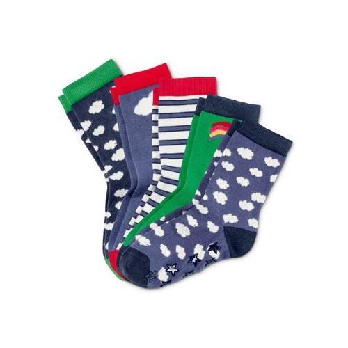 5 Paar ABS-Socken aus Bio-Baumwolle - Weiss/Gestreift - Kinder - Gr.: 23-26
