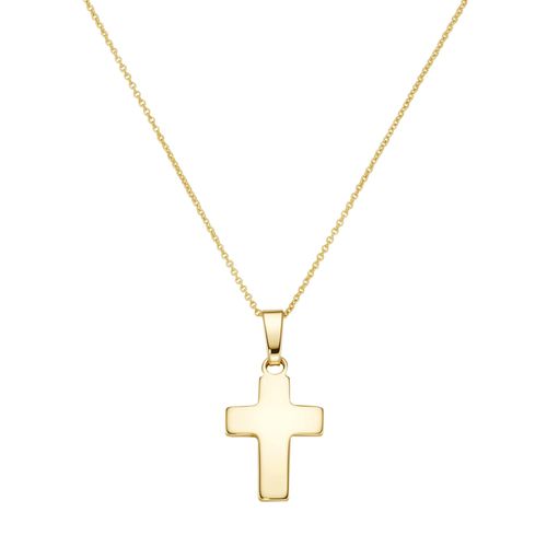 Kreuzkette LUIGI MERANO "Kreuz Anhänger, Gold 375" Halsketten Gr. 45 cm, Gelbgold 375, goldfarben (gold) Damen Kreuzketten