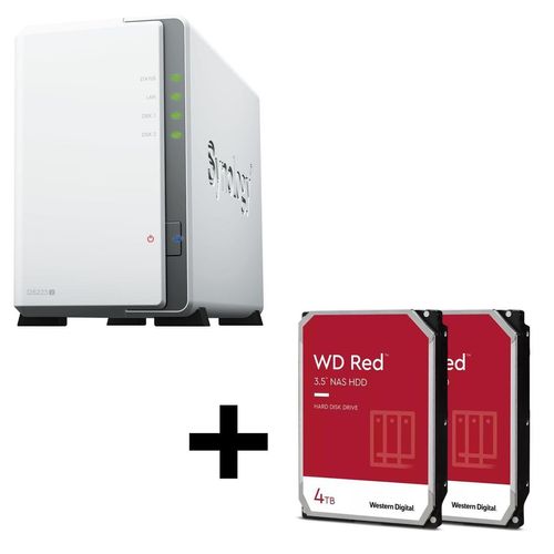 Synology DiskStation DS223J 2 Einschübe NAS-Server Leergehäuse + 8TB (2x4TB) WD Red 40EFPX SATA 3.5