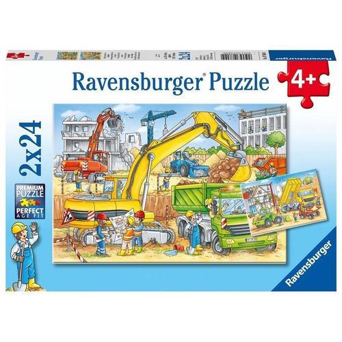 Ravensburger Kinderpuzzle - 07800 Viel zu tun auf der Baustelle - Puzzle für Kinder ab 4 Jahren, mit 2x24 Teilen