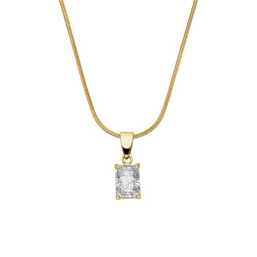 Baguette Stone Necklace 14K Gold Plated