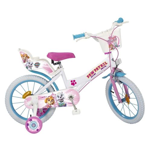 Toimsa Bikes Kinderfahrrad 16 Zoll Kinder Mädchen Fahrrad Mädchenfahrrad Rad Bike Paw Patrol Weiß, 1 Gang, Puppensitz, Korb, Stützräder