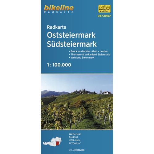 Radkarte Oststeiermark, Südsteiermark, Karte (im Sinne von Landkarte)