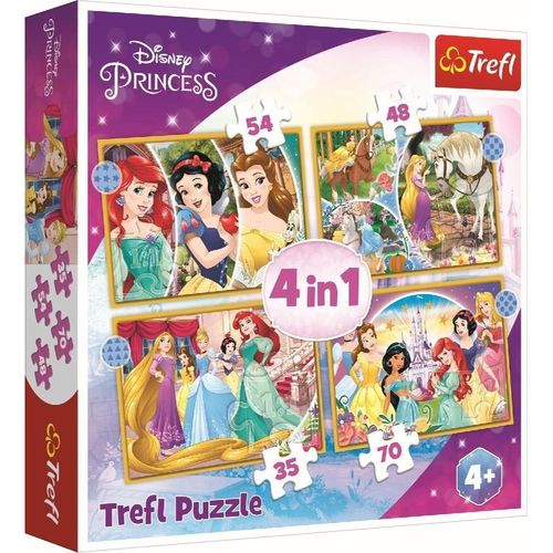 4 in 1 Puzzle 35, 48, 54, 70 Teile - Prinzessinnen