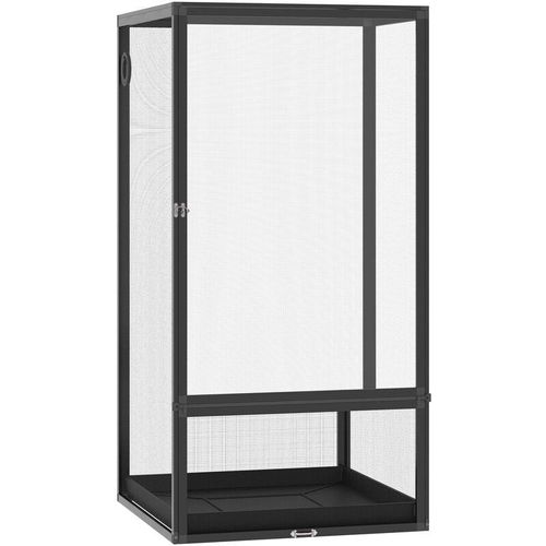 Pawhut - Terrarium aus Aluminium für Reptilien Amphibien Spinnentiere Reptilienzuchtbox Mesh-Terrarium Schwarz 60 x 60 x 120 cm