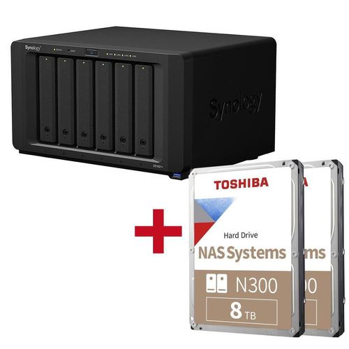 Synology DiskStation DS1621+ 6 Einschübe NAS-Server Leergehäuse + 16TB Toshiba N300 SATA 3.5