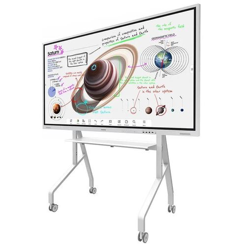 Samsung Flip Pro WM85B Flipchart 215,9 cm 85 Zoll + Neomounts FL50-525WH1 Move Go Rollwagen höhenverstellbar