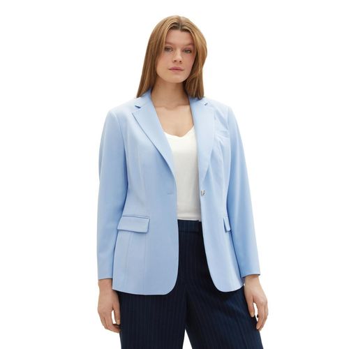 Blazer mit Reverskragen und 1-Knopf-Verschluss, mittelblau, Gr.50