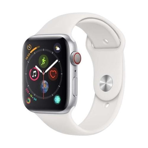 Apple Watch (Series 4) 2018 GPS + Cellular 44 mm - Rostfreier Stahl Silber - Weiß